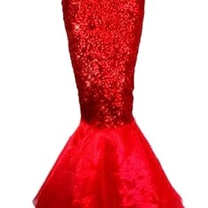 Women's Adult Mermaid Costume Maxi Skirts Sequins Red size S